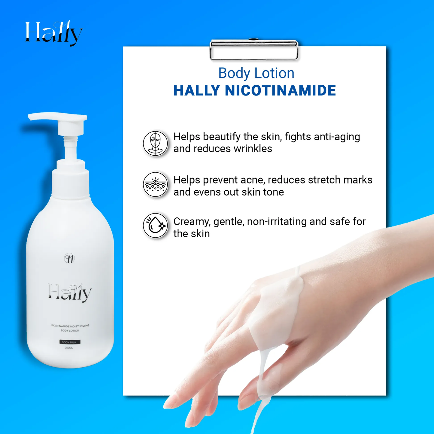 🎁Buy 2 Get 1 Free🎁FOriginal Hally Niacinamide Whitening Body Lotion
